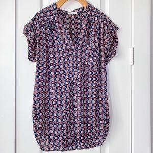 Pleione Crop Sleeve Print Blouse